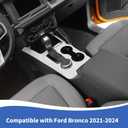 RAZPOY Gear Shift Panel Cover Center Console Cup Holder Trim Compatible with Ford Bronco 2021-2024 Interior Accessories, White (Not for Bronco Sport, Not for 2025 Bronco)