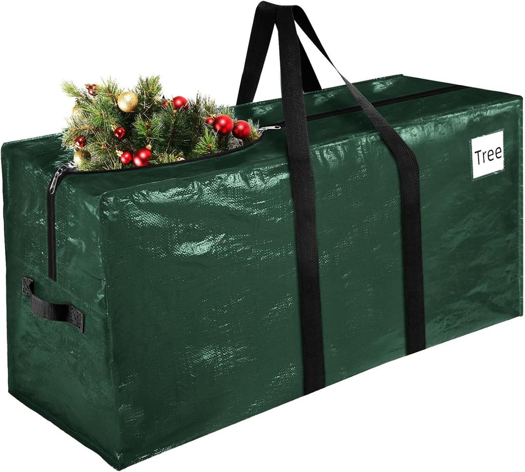 Christmas Tree Storage Bag, Christmas Tree Bag Fits Up to 7.5 Ft Artificial Xmas Trees, Heavy Duty Material, Waterproof & Dual Zippers Christmas Tree Box for Trees, Decorations (Green)