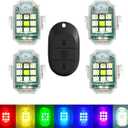 Wireless Strobe LED Lights, 4 Pack, RGB Emergency Warning Lights, USB Rechargeable, 7 colors 30 Flash Modes, High Brightness, For Car Motorcycle Bicycle Bike Outdoor Camp Hiking (M3-4)