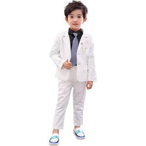 LOLANTA Boys Suit 2PCs Tuxedo Jacket Formal Wedding Ring Bearer Outfit, Birthday Proms Dinner Blazers (8-9 Years, White)