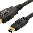 Amazon Basics USB-A to Mini USB 2.0 Cable, 480Mbps Transfer Speed with Gold-Plated Plugs, 3 Foot, Black