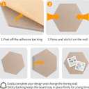 10 Pack Hexagon Cork Board Tiles Alternative, 12'' Fully Self-Adhesive Modern Felt Bulletin for Wall Decor, Frameless Pin Board for Office, Renter-Friendly Decorative Hexagon Corkboard with 30 Pins