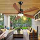52"Outdoor Ceiling Fans with Lights and Remote Us Patent 5blade Brown