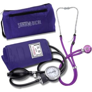 Santamedical Adult Deluxe Aneroid Sphygmomanometer with Stethoscope - Blood Pressure Cuff Durable and Carrying Case - Manual Blood Pressure Cuff Purple