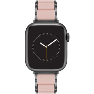 Anne Klein Silicone Fashion Bracelet for Apple Watch, Secure, Adjustable, Apple Watch Replacement Band, Fits Most Wrists (42mm (Series 10) & 38/40/41mm, Blush Pink/Black) 