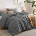 Bedsure Waffle Comforter Set Queen, Soft and Breathable Dark Grey Bedding Comforter Set, 3 Pieces, 1 Waffle Weave Comforter (90"x90") and 2 Pillow Shams (20"x26"+2")