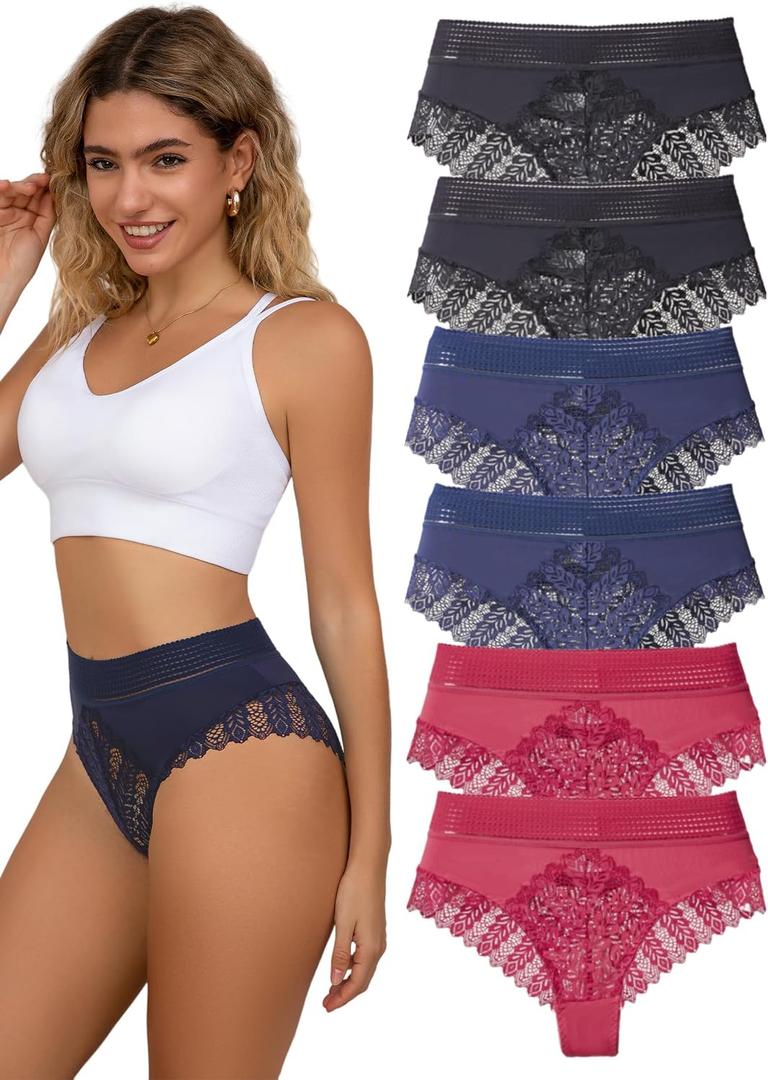 Sexy Panties for Women Sexy Silk Underwear for Women Panties Cheey Fancy No Trace Seamless Colorful Lace Bikinis (L)