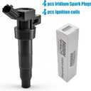 UF611 Ignition Coil Pack 273003F100 and Iridium Spark Plugs Set of 4 Fit For Kia Optima,Forte,Sportage,Forte Koup,Sorento 2009-2016&Hyundai Sonata,Genesis Coupe,Tucson 2008-2016 2.0L 2.4L L4