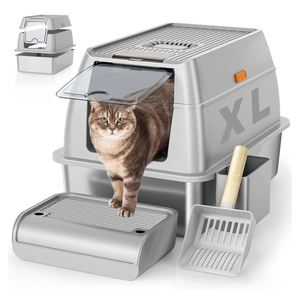 Maxdot Stainless Steel Litter Box with Lid, XL Large Enclosed Metal Cat Litter Box with Scoop and Mat, Front Entry Top Exit, Odor Control, Non-Sticky, Easy to Clean, 23.6 x 15.7 x 15.7 Inches Maxdot Stainless Steel Litter Box with Lid, XL Large Enclosed Metal Cat Litter Box with Scoop and Mat, Front Entry Top Exit, Odor Control, Non-Sticky, Easy to Clean, 23.6 x 15.7 x 15.7 Inches