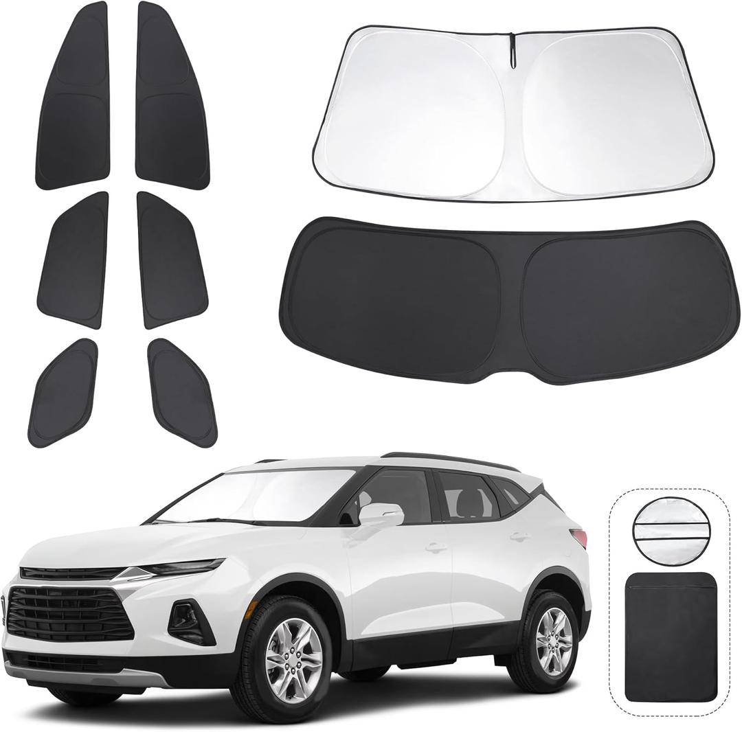 TINGLU Window Shades for Chevrolet/Chevy Blazer 2019-2024 Accessories Side Full Windows Rear Triangular Windshield Sun Shade Sun UV Rays & Privacy Protection for Camping,Napping,and Relaxing 8PCS