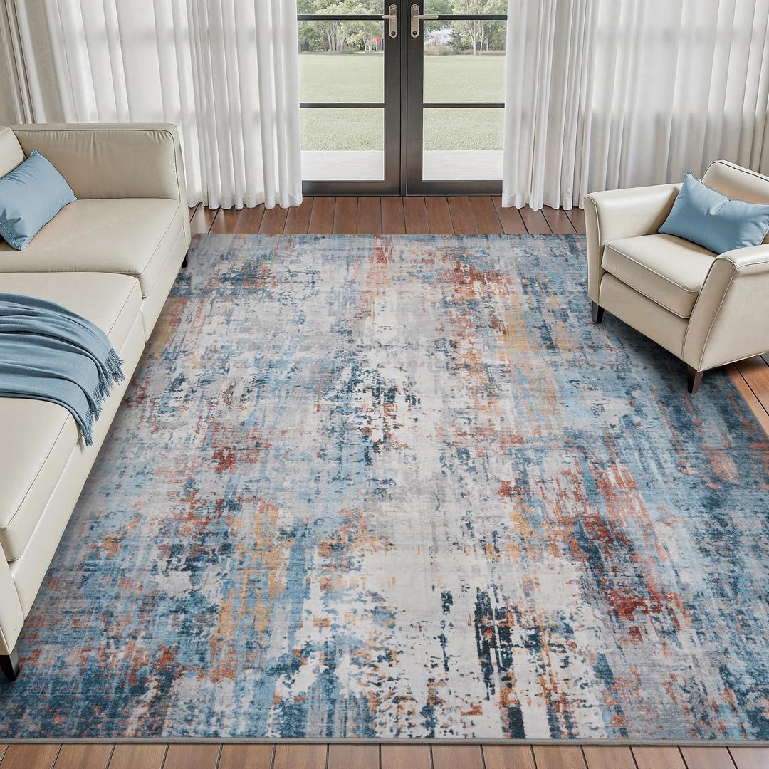 Colorful 8x10 Area Rugs for Living Room Bedroom Room Rug Carpet Washable Dining Room Office Rug Non Slip Modern Abstract Low Pile