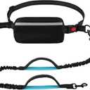Hands Free Dog Leash with Zipper Pouch, Dual Padded Handles, Shock Absorbing Bungee Leash for Small Medium Large Dogs, Ideal for Walking Jogging Running Hiking (Black)