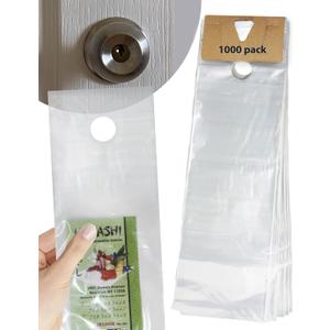 Skywin Plastic Door Hanger Bags 6 x 19 (1000 Pack), Clear Door Hanger Bags Protects Flyers, Brochures, Printed Materials - Waterproof and Secure for Outdoor Use