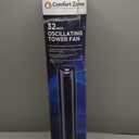 Comfort Zone 32-Inch Oscillating Tower Fan  Ultra-Slim Bladeless Design with 3 Speeds, 90 Wide Oscillation & Built-in Carry Handle  Quiet Portable Standing Fan for Bedroom, Home, or Office, Black