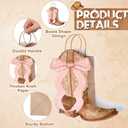 Sinload 24 Western Gift Bags Cowgirl Cowboy Boots Paper Bags with Pink Bow Handles Candy Goodie Treat Grocery Shopping for Cowgirl Party Supplies Birthday Western Party Favors (Brown Style)