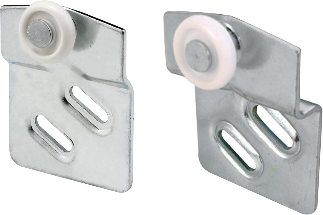 Prime-Line N 7537 Sliding Closet Door Roller Kit, 7/8 In. Wheel Dia., Convex (Round) Edge Plastic, Stamped Steel Construction, Includes 1/4 & 1/2 In. Offset Pairs, Fits Atlas Wardrobe Doors (2 Pack)