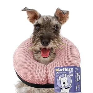 Loflaze Soft Inflatable Dog Cone Collar for Small Medium Large Dogs - Neck Donut E Collar Alternative for Recovery After Surgery - Pink M