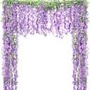 Thiccywoov 4pcs Wisteria Artificial Flowers Garland, 7.2Ft/Piece Wisteria Hanging Flowers Garland for Wedding Arch Decoration Outdoor Ceremony Home Backdrop Garden (Purple,Light Purple)