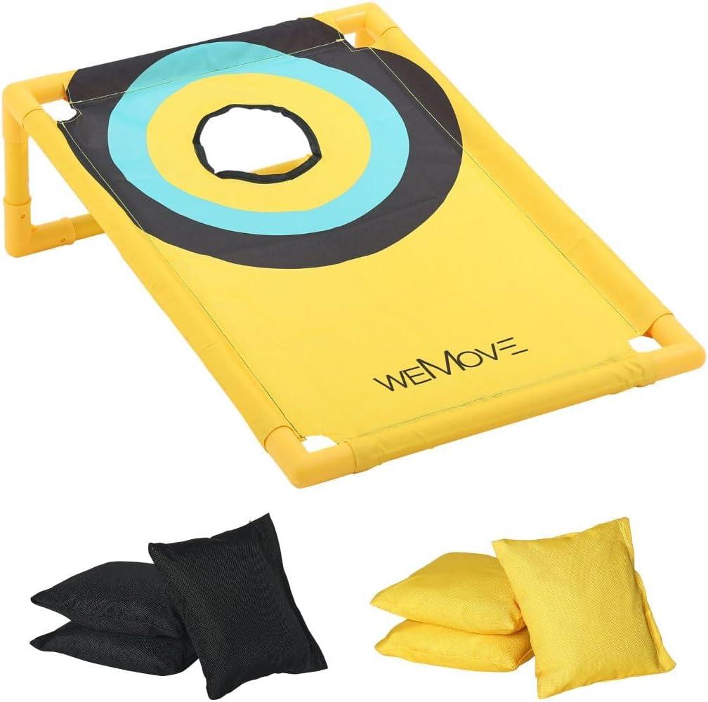 Cornhole Board Set, Arcade Style Cornhole Set Board and Beanbags, Indoor and Outdoor Corn Hole Games for Adults and Kids Bean Bag Toss Game - Yellow