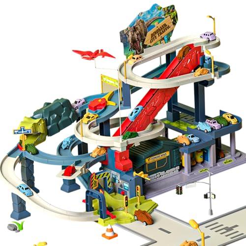 Dinosaur Track Toy, Electric Simulated Scenario Car Road, Children's Competition Race Track, Music Adventure Directing Traffic Car Ramp Toy, Christmas New Year Birthday Gift for Kids Toddlers 3-12