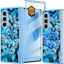 Hekodonk for Galaxy Z Fold 7 Case,[Compatible with MagSafe][Glow in The Dark][Front Screen Protector][Stand][Hinge Protection],Slim Fit for Women Girls for Samsung Galaxy Z Fold 7,Moon Blue