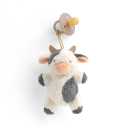 Itzy Ritzy Pacifier & Lovey Set - Natural Rubber Pacifier with Stuffed Animal Lovey - Detachable Plush Cow Binky Holder & Coordinating Natural Rubber Binky, Ideal for Ages 0-6 Months (Cow)