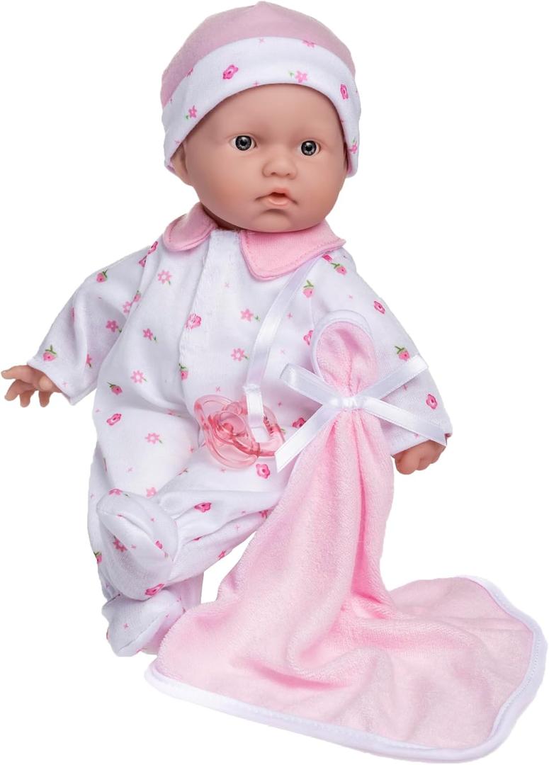 JC Toys La Baby Caucasian Baby Doll Set  11 Inch Soft Baby Doll | Washable |Removable Pink Outfit w/ Hat & Blanket | For Children 12 Months +