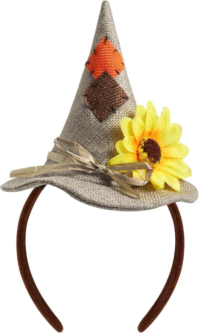 Spooktacular Creations Scarecrow Hat Headband for Adults Kids, Brown Headwears Costume Accessories for Halloween Dress up Cosplay Party, One Size Sunflower Headpiece