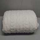 PHF Fluffy Sherpa Blanket Queen Size for Winter, Warm and Soft, 510GSM 3D Jacquard Thick Shaggy Fleece Plush Blanket for Sofa Bed, Cream, 90"x90"