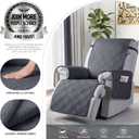TAOCOCO 100% Waterproof Recliner Chair Cover, Non Slip Recliner Covers for Recliner Chair with Pocket, Washable Reclining Chair Cover Furniture Protector for Kids, Pets(23.6'', Dark Grey)