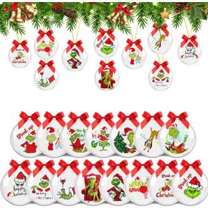 SUNWISHA 15pcs Christmas Clear Acrylic Balls Ornament Set with Bow Tie, Xmas Classic Tree Balls for Holiday Indoor Outdoor Dcor, Wreath, Garland, Party DcorStyle 1