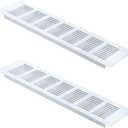 Geesatis 11.8 x 3.1 inch / 300 x 80 mm Rectangle Shape Mesh Air Vent for Cabinet Shoe Cabinet Hardware Accessories Ventilation Cover, with Mounting Screws, White, 2 Pcs
