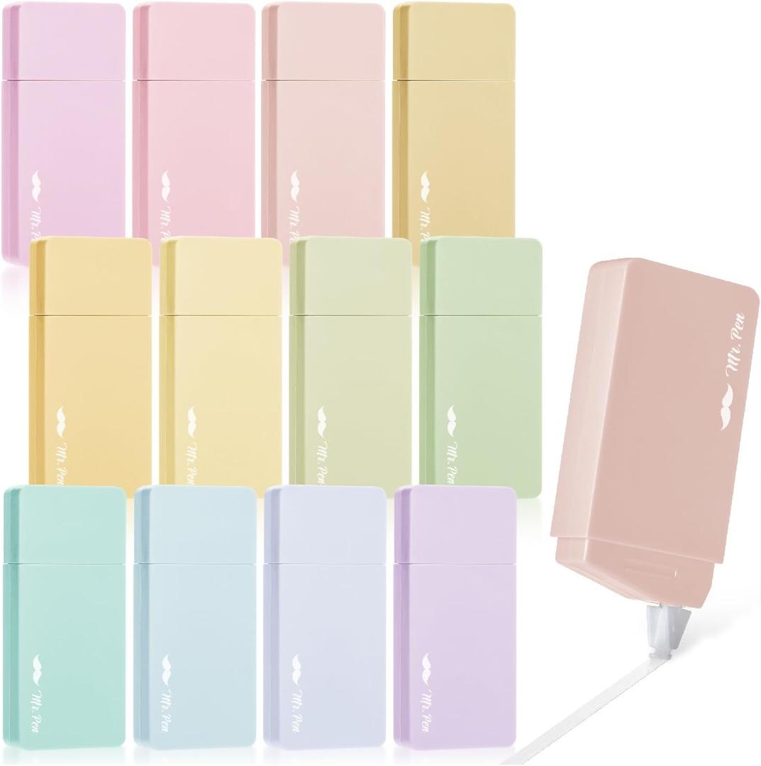 Mr. Pen- Aesthetic Correction Tape Bulk, 0.2" x 236", 12 pcs, Pastel Colors, Cute Correction Tape