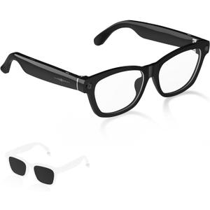 AI Smart Glasses with 800W HD Camera and 1080P Video Recording | AI Assistant (ChatGPT), Translation, Voice & Music Control | Bluetooth 5.3/WiFi | Included Anti-Blue Light & Polarizing Lenses