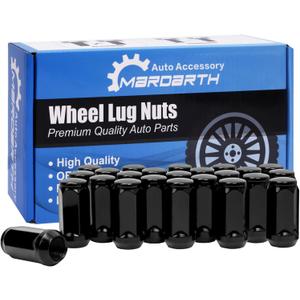 Set of 24, 14x1.5 Lug Nut 1.75 in Black Bulge Acorn Compatible with 1999-2023 Silverado Sierra 1500