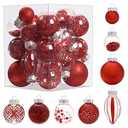 30PCS Christmas Ornaments Set, Clear Plastic Shatterproof Christmas Ball for Xmas Tree Hanging Decorations. (Black)