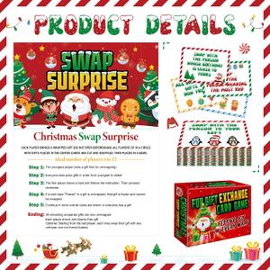 2 x Christmas Exchange Game, Christmas Games Cards With Box, White Elephant Gift Exchange Cards Holiday Present, Christmas Games for A Group Family Coworker Xmas Party Supplies