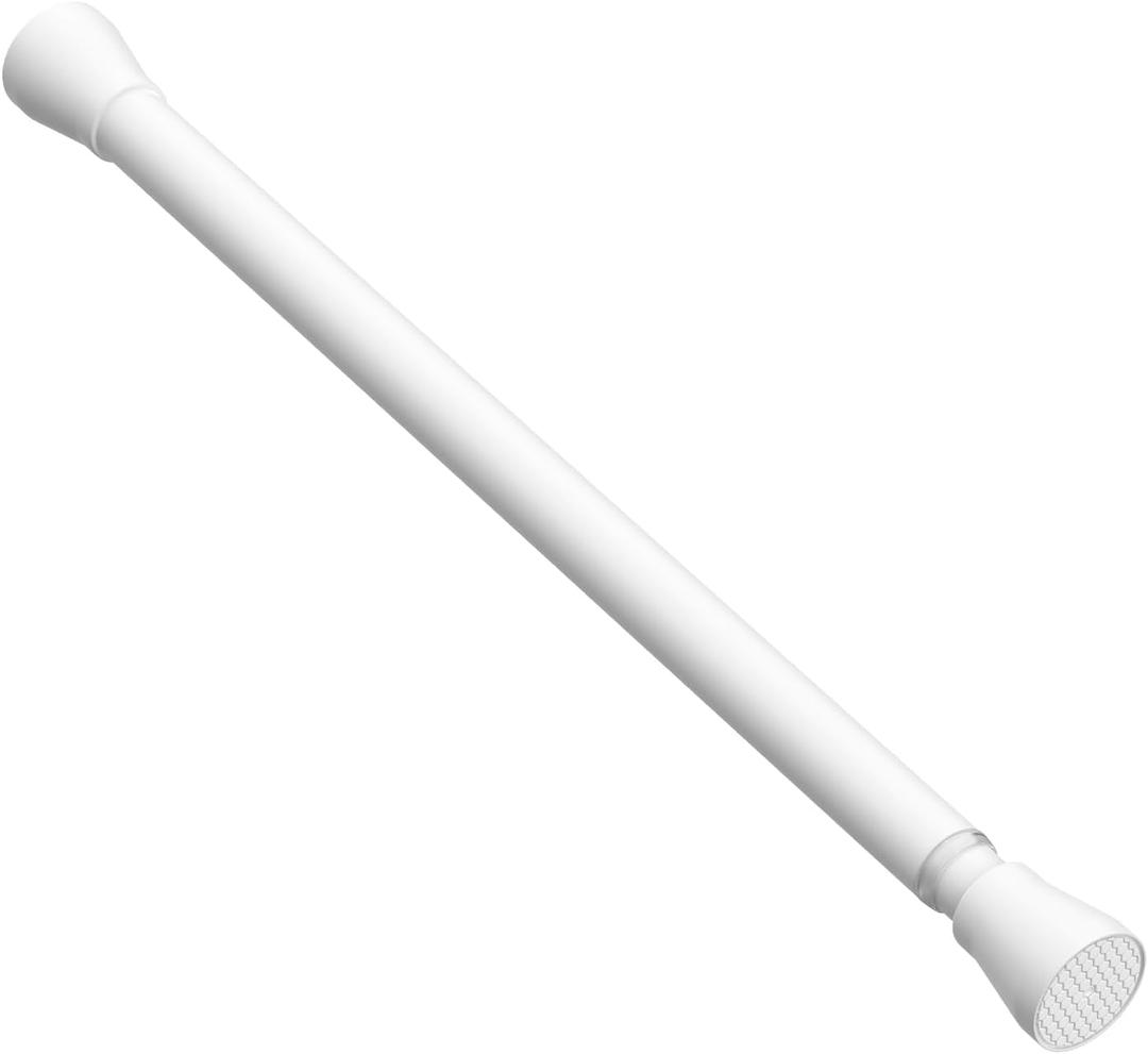 AIZESI White Tension Curtain Rod 16 to 26 Inch, 7/8 Diameter Adjustable Spring Curtain Rod Small Tension Rods, Short Curtain Rods for Window, Kitchen, Closet