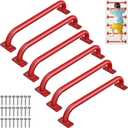 SELEWARE 6 Pcs 17" Red Metal Playground Handles Kids Monkey Bars Indoor | 500LB Heavy Duty Fully Welded Steel Grab Bars for Indoor/Outdoor Playset Treehouse Climbing Frame Wall ladder Backyard