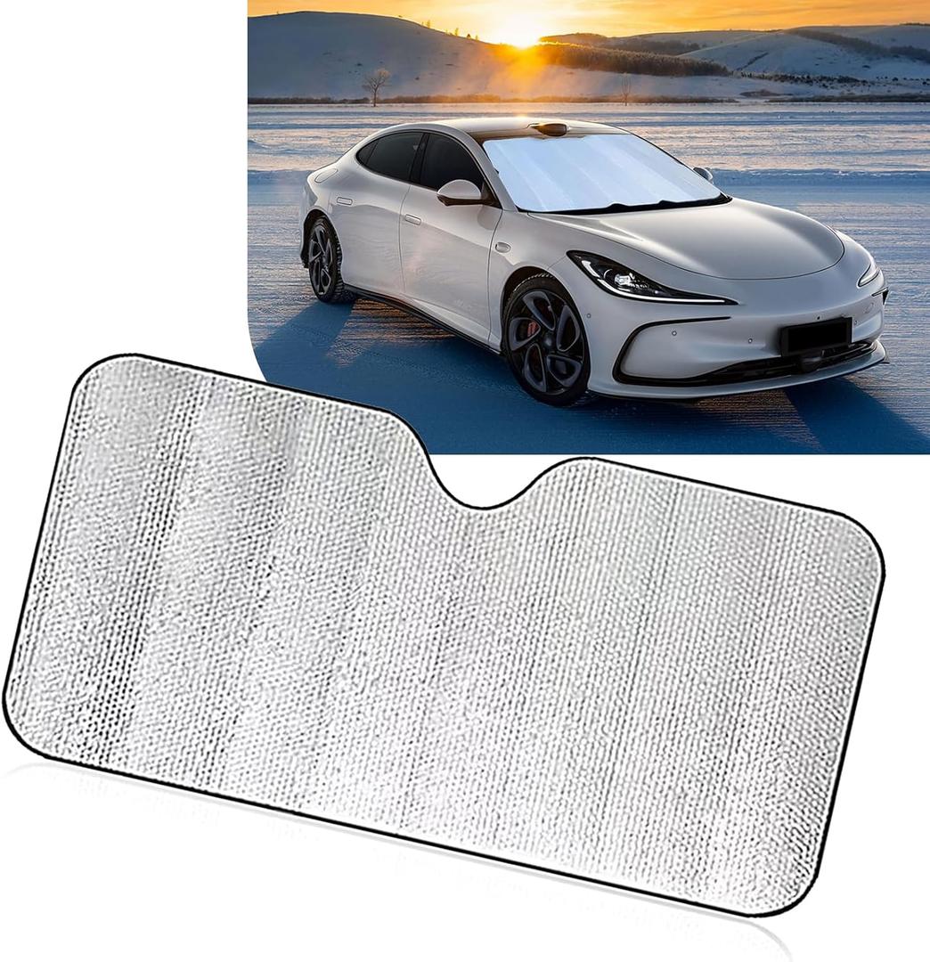 Accordion Foldable Windshield Sun Shade, Reflective Sunlight Highly Effective Cooling Heat Insulation Sunshade, Convenient to Stow Summer Accessories, Suitable for Most Cars (Silver #S)