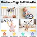 Spiral Car Seat Baby Toys 0-6 Months, Infant Carseat High Contrast Sensory Toys Hanging Stroller Accessories, Newborn Shower Gifts for Baby Boys Essentials Stuff, Cute Black and White Cow