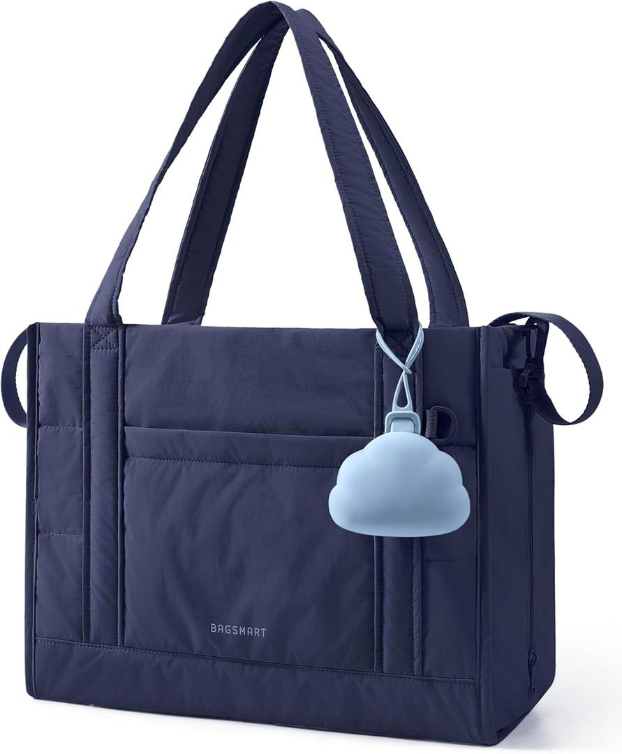 BAGSMART Diaper Bag Tote Puffer, Hospital Bag for Labor Delivery with Pacifier Case, Lightweight Baby Bag for Travel, Work | Multifunctional, Insulated Pockets, Water Resistance (Navy Blue)