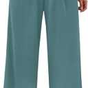 FireSwan Women's Wide Leg Pants Elastic High Waist Casual Palazzo Pants Trousers with Pockets (X-Large, A-lake Blue)