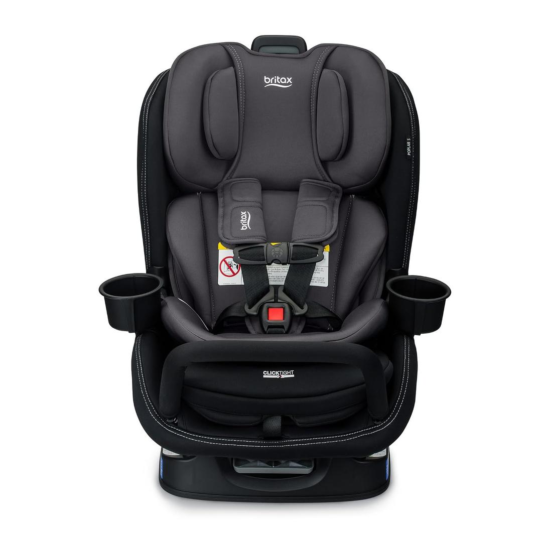 Britax Poplar S Convertible Car Seat, 2-in-1 Car Seat Extended Rear Facing, 17 Slim Car Seat Design with Fast & Easy ClickTight Installation, Anti-Rebound Bar & SafeWash Fabrics Stone Onyx, Style:  MFD 04/24/2026