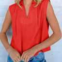Tankaneo Womens Summer V Neck Tank Tops Collared Sleeveless Shirts Trendy Casual Loose Fit Blouse