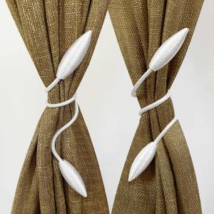 Valea Home 2 Pieces Curtain Tiebacks Clips Creative Window Drape Twist Tie Backs European Style Custom Made Curtain Holders Decorative Draperies Holdbacks, White (Set of 2)
