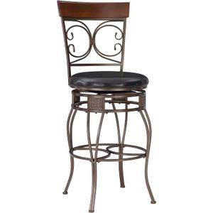 Powell Company Back Scroll Powell Big and Tall Barstool, Bar Height, Dark Bronze/Brown