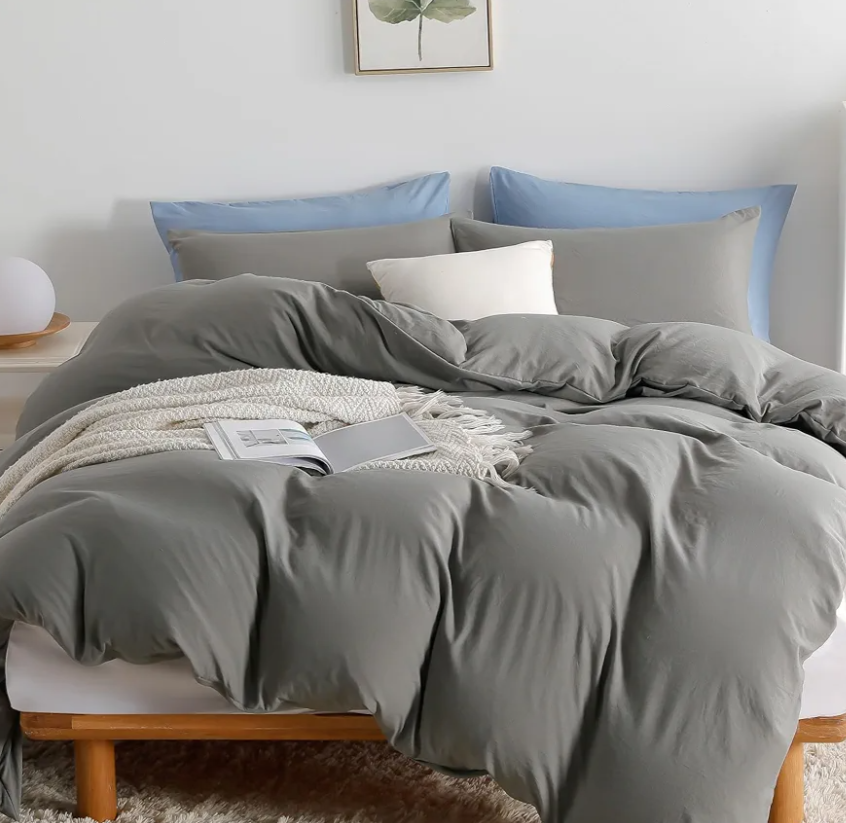 OAITE Duvet Cover,Protects and Covers Your Comforter/Duvet Insert,Luxury 100% Super Soft Microfiber,Full Size,3 Piece Duvet Cover Set Includes 2 Pillow Shams Grey