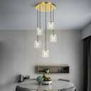 Modern Gold Pendant Lights Kitchen Island Ceiling Chandelier Indoor Crystal Hanging Light Fixtures for Dining Room Kitchen Living Room Bedroom5Light