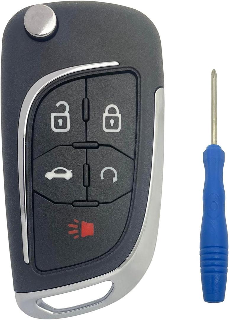 Upgraded Modified Key Fob Case Replacement for Chevy Cruze Camaro Impala Equinox GMC Terrain Buick Regal Lacrosse 2010 2011 2012 2013 2014 2015 2016 2017 Keyless Entry Car Key Fob Shell (5 Buttons)